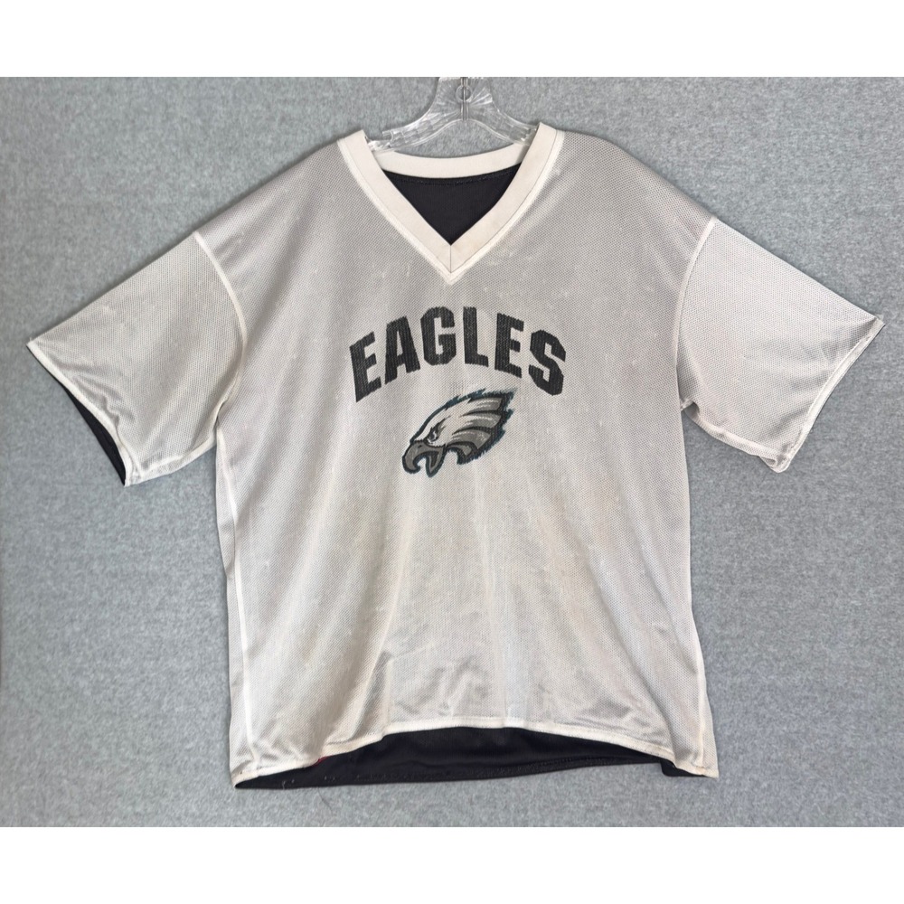NFL Flag Philadelphia Eagles Jersey Mens Large Black White Reversible Mesh Top